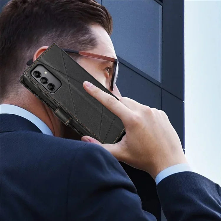 DF-06 For Samsung Galaxy A05s 4G Case Lines Imprinted PU Leather+TPU Phone Cover