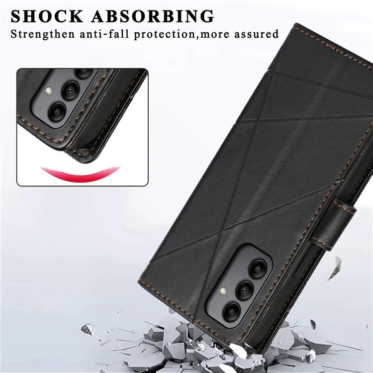 DF-06 For Samsung Galaxy A05s 4G Case Lines Imprinted PU Leather+TPU Phone Cover