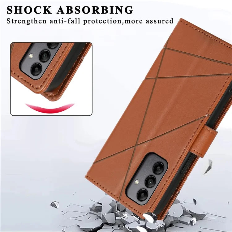 DF-06 For Samsung Galaxy A05s 4G Case Lines Imprinted PU Leather+TPU Phone Cover