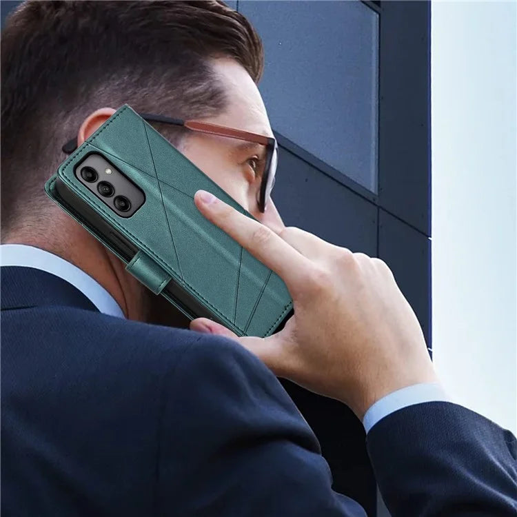 DF-06 For Samsung Galaxy A05s 4G Case Lines Imprinted PU Leather+TPU Phone Cover