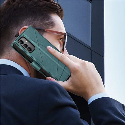 DF-06 For Samsung Galaxy A05s 4G Case Lines Imprinted PU Leather+TPU Phone Cover