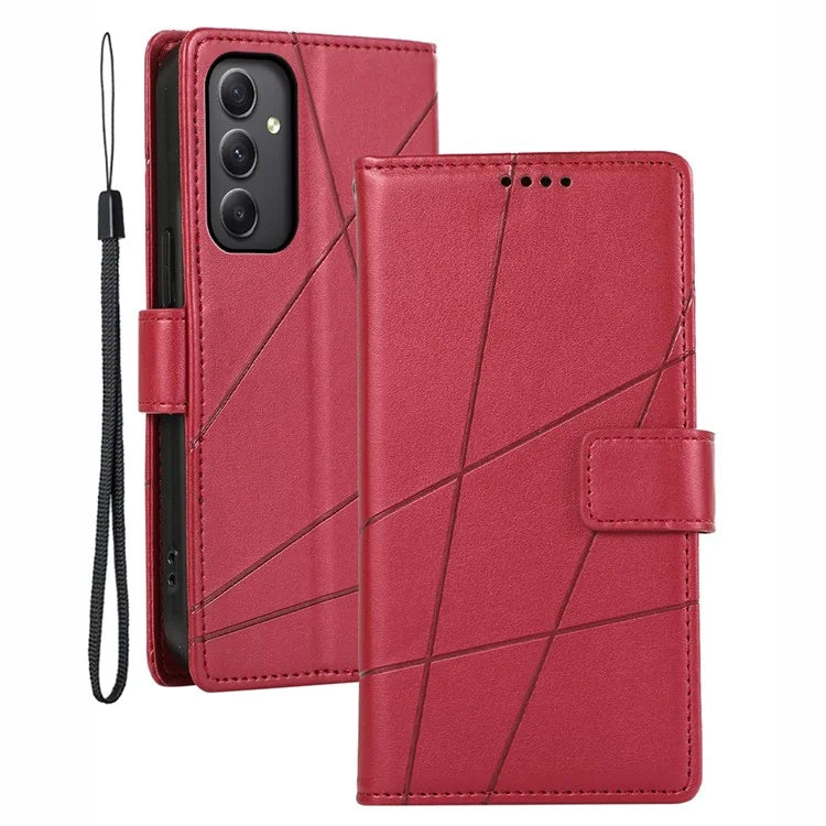 DF-06 For Samsung Galaxy A34 5G Case PU Leather Shell Lines Imprinted Phone Cover