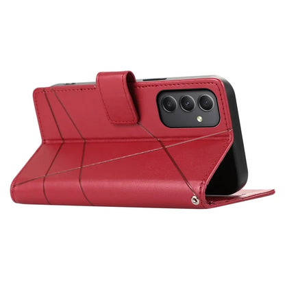 DF-06 For Samsung Galaxy A34 5G Case PU Leather Shell Lines Imprinted Phone Cover