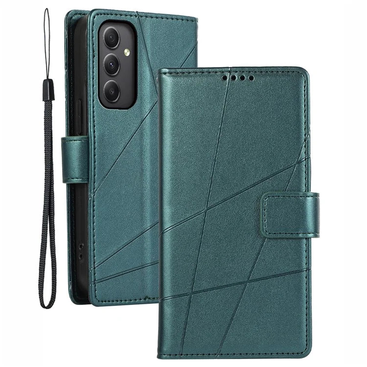 DF-06 For Samsung Galaxy A34 5G Case PU Leather Shell Lines Imprinted Phone Cover