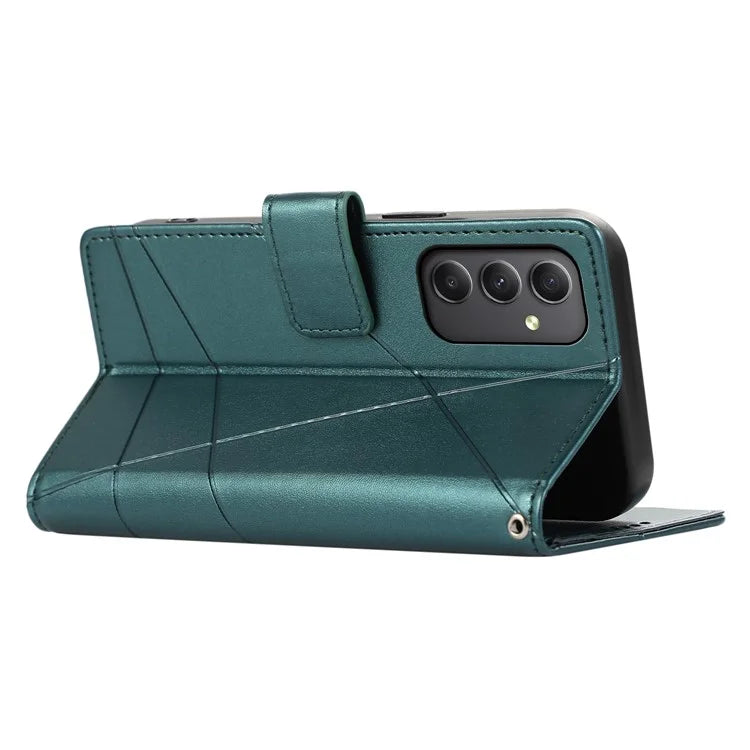 DF-06 For Samsung Galaxy A34 5G Case PU Leather Shell Lines Imprinted Phone Cover