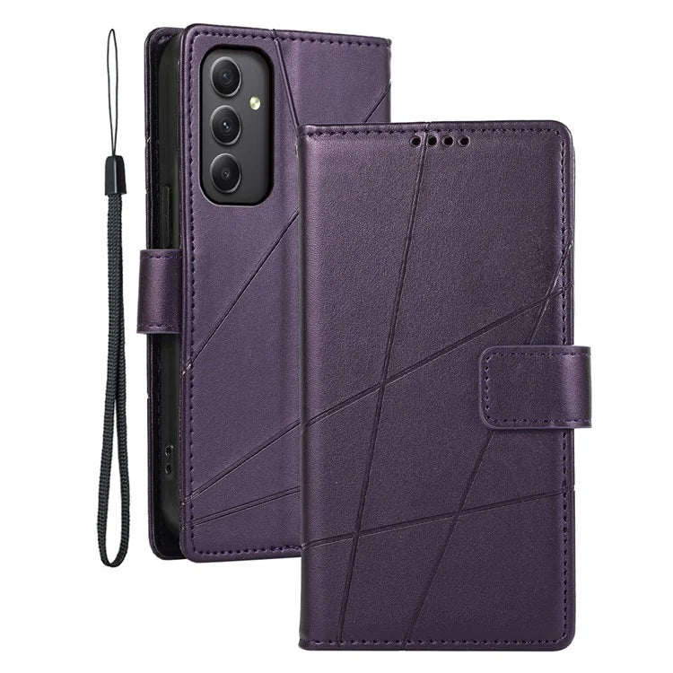 DF-06 For Samsung Galaxy A34 5G Case PU Leather Shell Lines Imprinted Phone Cover