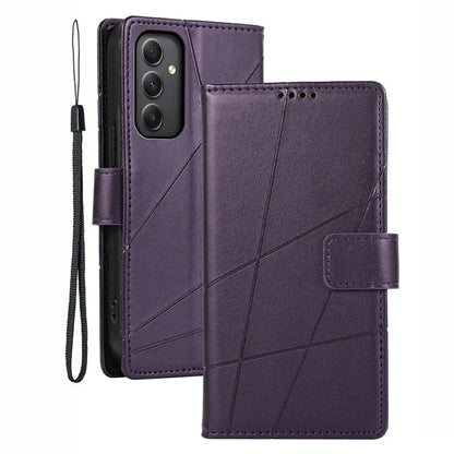 DF-06 For Samsung Galaxy A34 5G Case PU Leather Shell Lines Imprinted Phone Cover