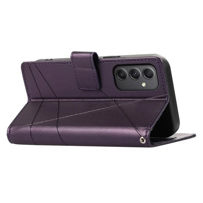 DF-06 For Samsung Galaxy A34 5G Case PU Leather Shell Lines Imprinted Phone Cover