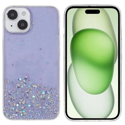 For iPhone 15 Plus Case Starry Sky Sparkle Epoxy Soft TPU Phone Cover