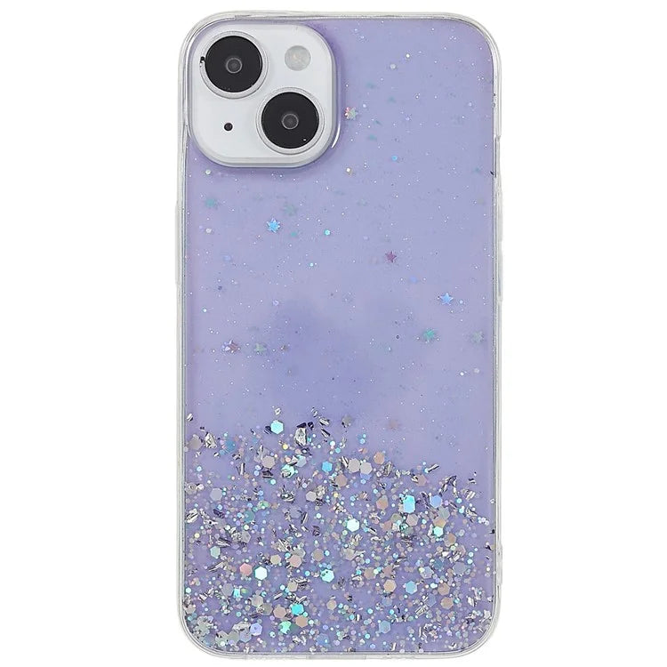 For iPhone 15 Plus Case Starry Sky Sparkle Epoxy Soft TPU Phone Cover