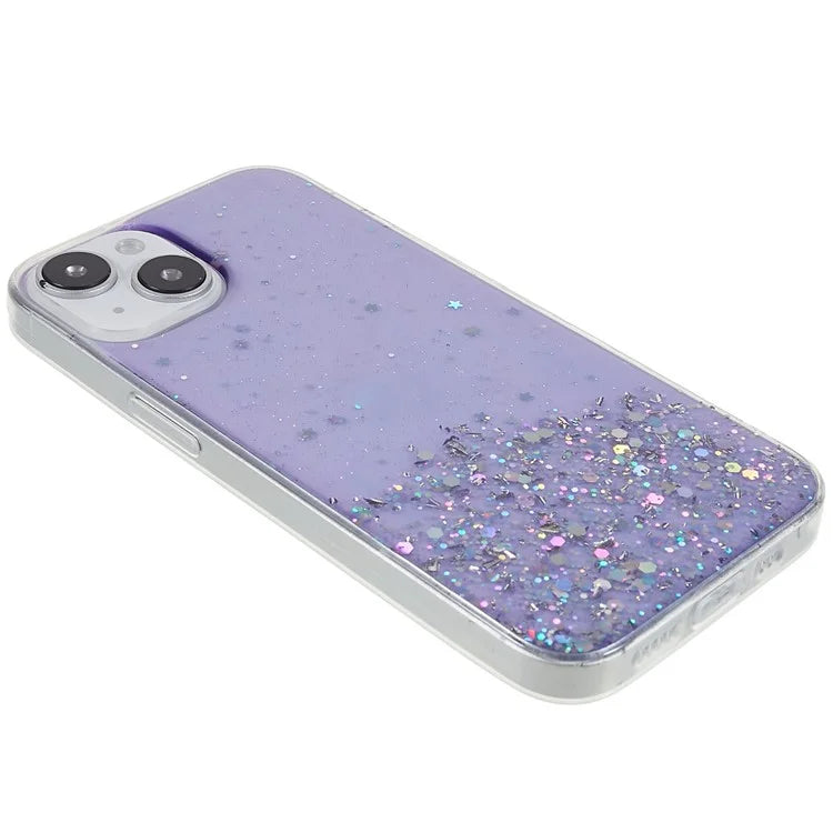For iPhone 15 Plus Case Starry Sky Sparkle Epoxy Soft TPU Phone Cover