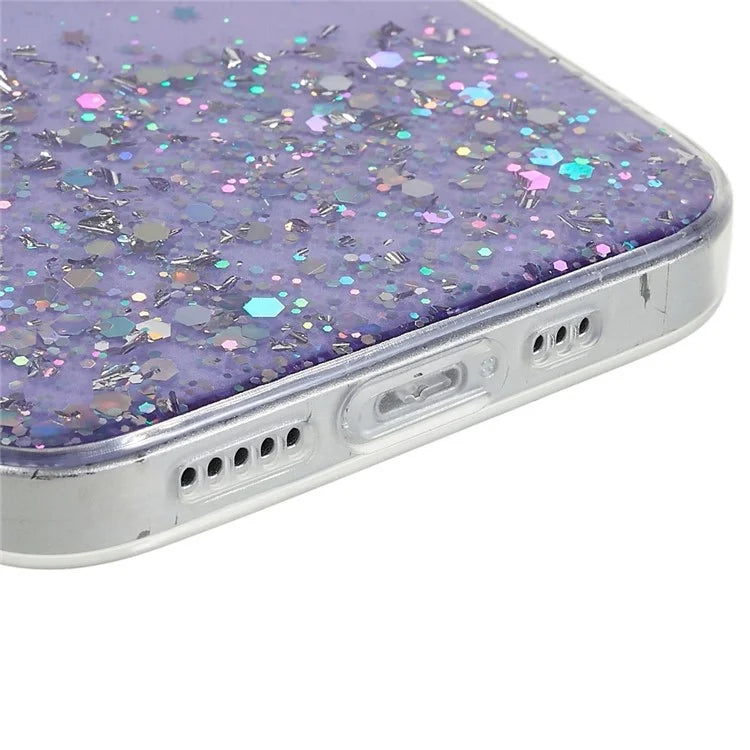 For iPhone 15 Plus Case Starry Sky Sparkle Epoxy Soft TPU Phone Cover