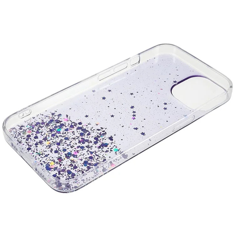 For iPhone 15 Plus Case Starry Sky Sparkle Epoxy Soft TPU Phone Cover