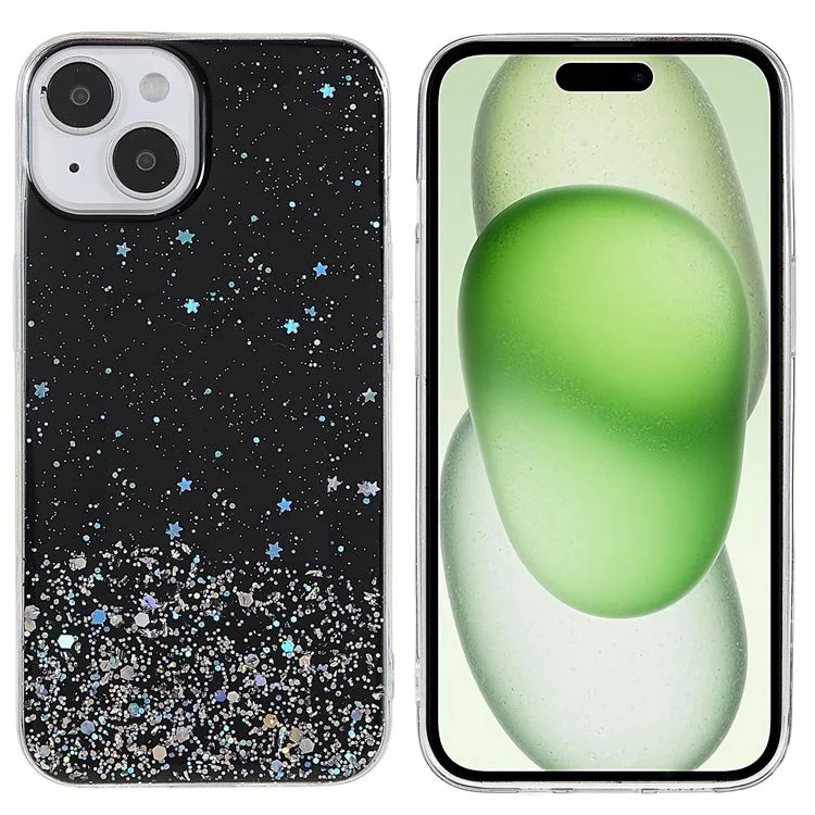 For iPhone 15 Plus Case Starry Sky Sparkle Epoxy Soft TPU Phone Cover