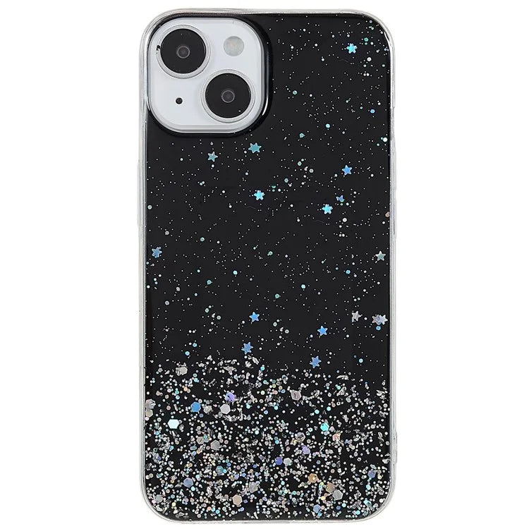 For iPhone 15 Plus Case Starry Sky Sparkle Epoxy Soft TPU Phone Cover
