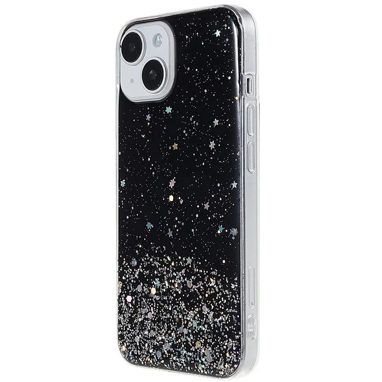 For iPhone 15 Plus Case Starry Sky Sparkle Epoxy Soft TPU Phone Cover