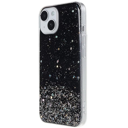 For iPhone 15 Plus Case Starry Sky Sparkle Epoxy Soft TPU Phone Cover