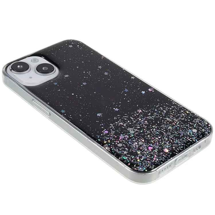 For iPhone 15 Plus Case Starry Sky Sparkle Epoxy Soft TPU Phone Cover