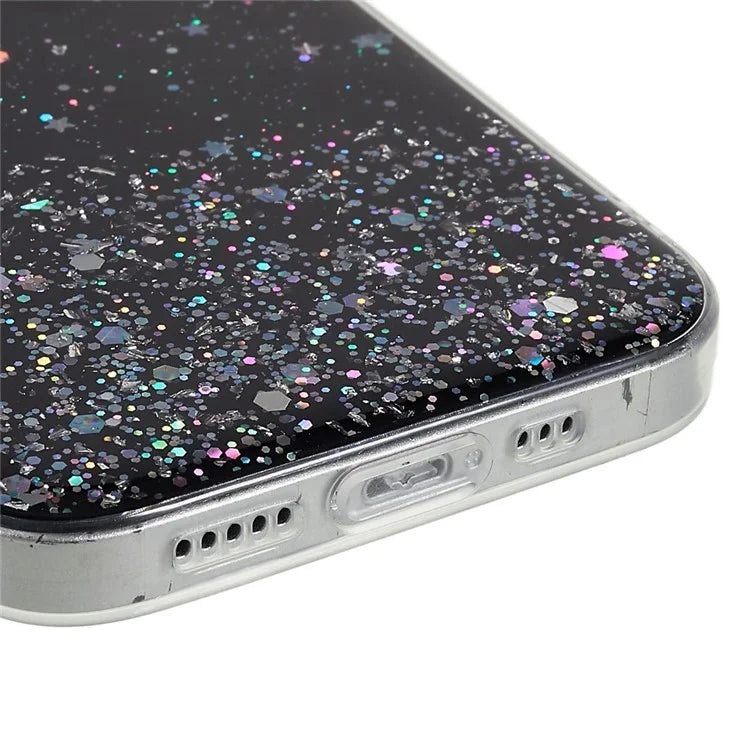 For iPhone 15 Plus Case Starry Sky Sparkle Epoxy Soft TPU Phone Cover