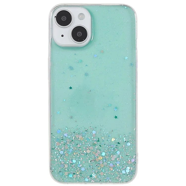 For iPhone 15 Plus Case Starry Sky Sparkle Epoxy Soft TPU Phone Cover