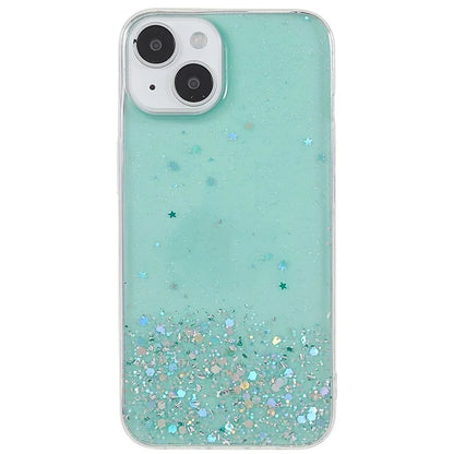 For iPhone 15 Plus Case Starry Sky Sparkle Epoxy Soft TPU Phone Cover