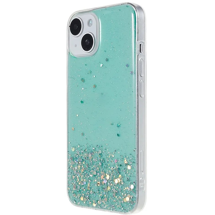 For iPhone 15 Plus Case Starry Sky Sparkle Epoxy Soft TPU Phone Cover