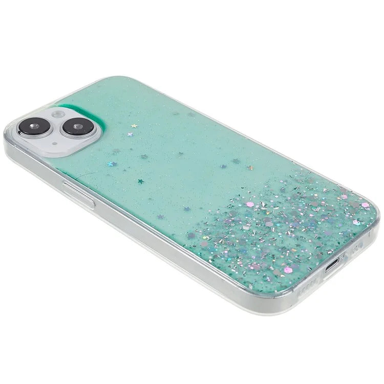 For iPhone 15 Plus Case Starry Sky Sparkle Epoxy Soft TPU Phone Cover