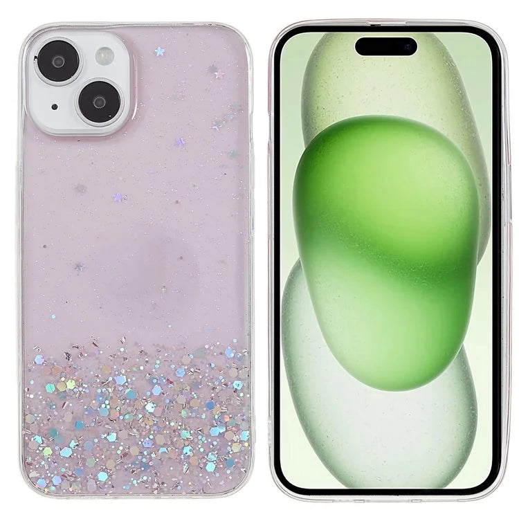 For iPhone 15 Plus Case Starry Sky Sparkle Epoxy Soft TPU Phone Cover