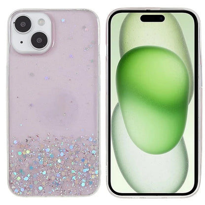 For iPhone 15 Plus Case Starry Sky Sparkle Epoxy Soft TPU Phone Cover