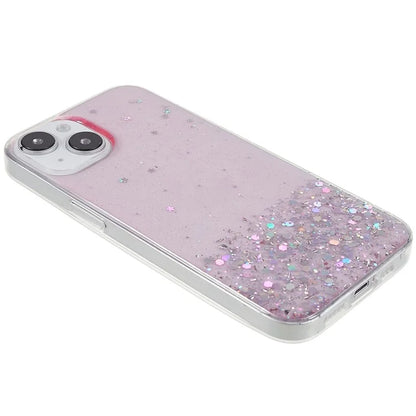 For iPhone 15 Plus Case Starry Sky Sparkle Epoxy Soft TPU Phone Cover