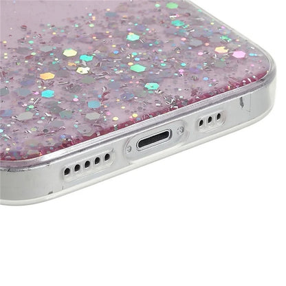 For iPhone 15 Plus Case Starry Sky Sparkle Epoxy Soft TPU Phone Cover