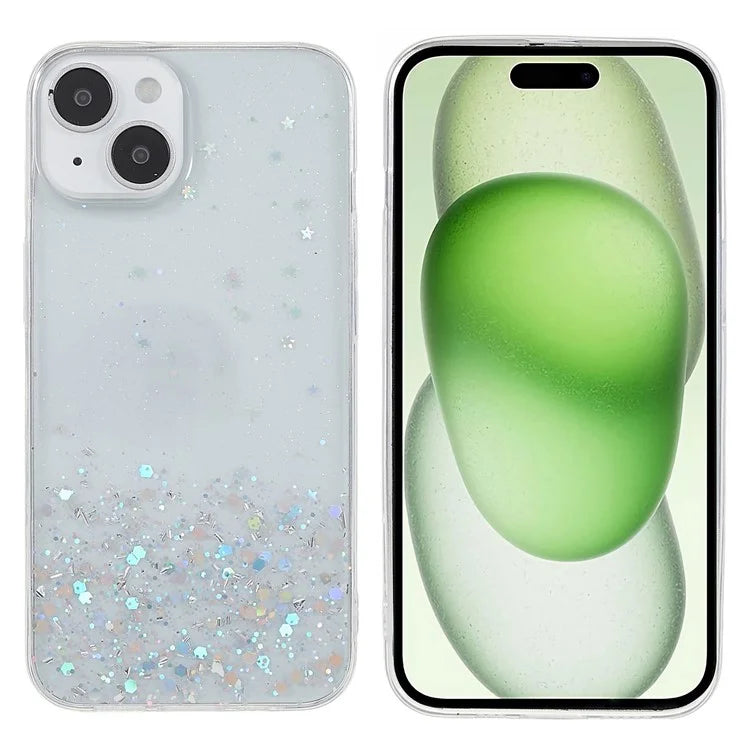For iPhone 15 Plus Case Starry Sky Sparkle Epoxy Soft TPU Phone Cover
