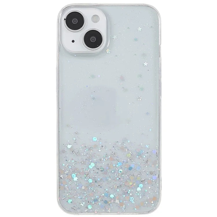 For iPhone 15 Plus Case Starry Sky Sparkle Epoxy Soft TPU Phone Cover