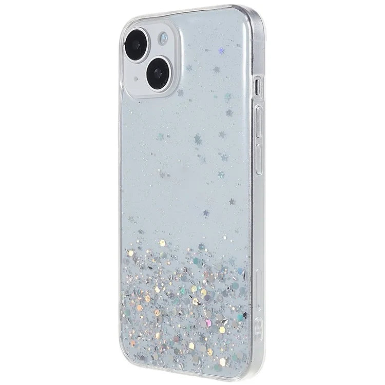 For iPhone 15 Plus Case Starry Sky Sparkle Epoxy Soft TPU Phone Cover