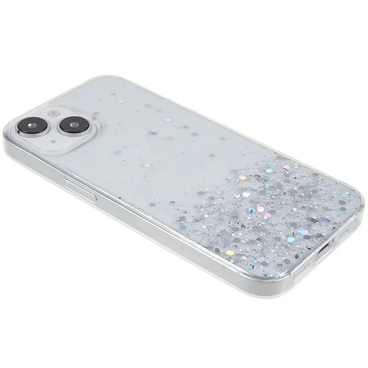 For iPhone 15 Plus Case Starry Sky Sparkle Epoxy Soft TPU Phone Cover