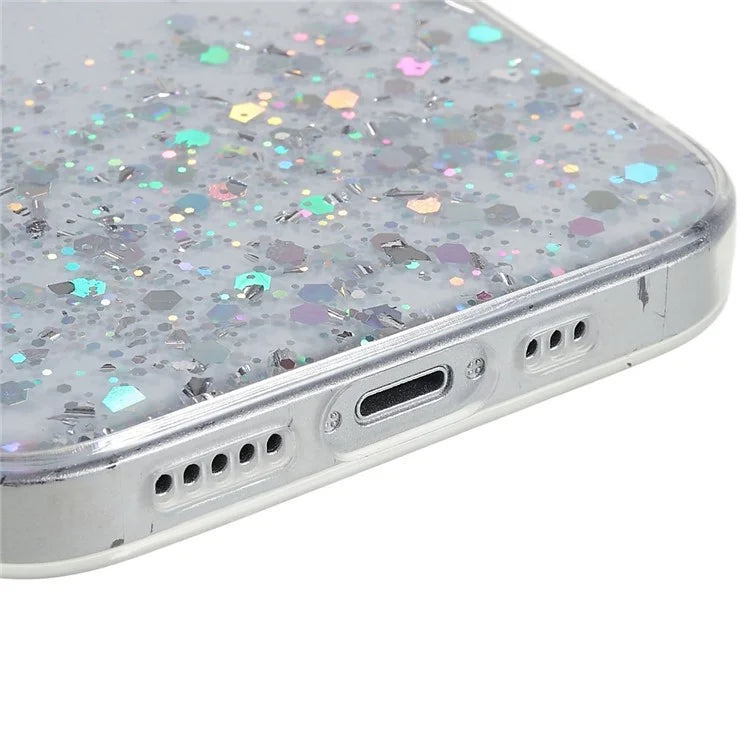 For iPhone 15 Plus Case Starry Sky Sparkle Epoxy Soft TPU Phone Cover