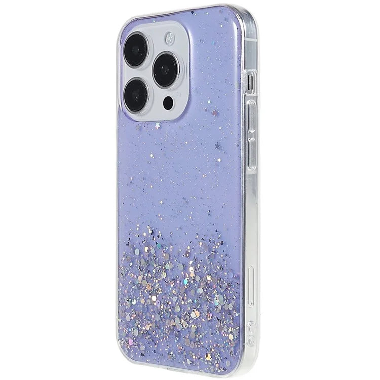 For iPhone 15 Pro Case Starry Sky Sparkle Epoxy Shockproof TPU Phone Back Cover