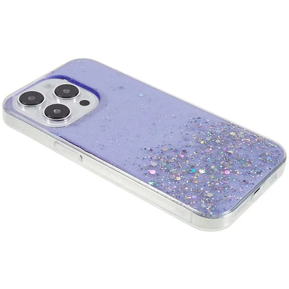 For iPhone 15 Pro Case Starry Sky Sparkle Epoxy Shockproof TPU Phone Back Cover