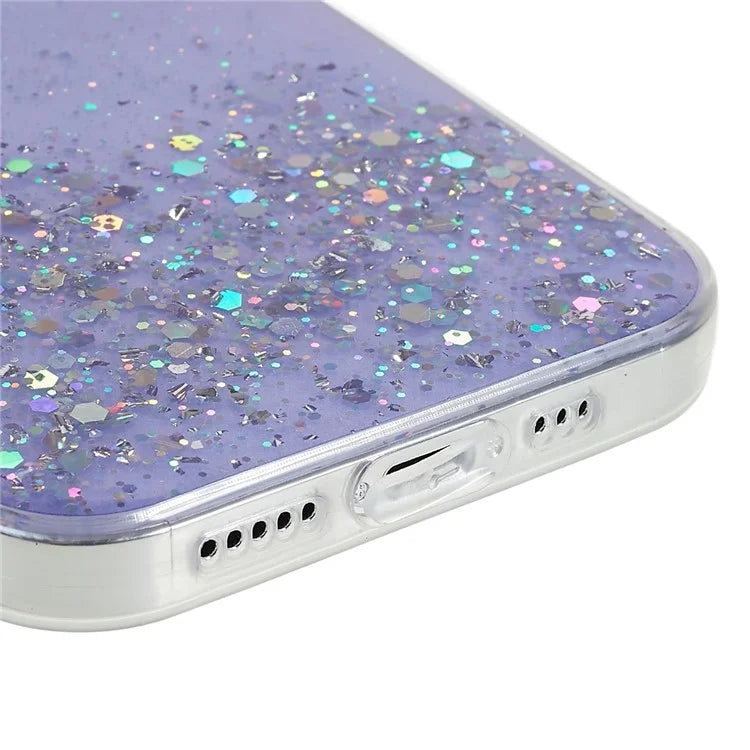 For iPhone 15 Pro Case Starry Sky Sparkle Epoxy Shockproof TPU Phone Back Cover