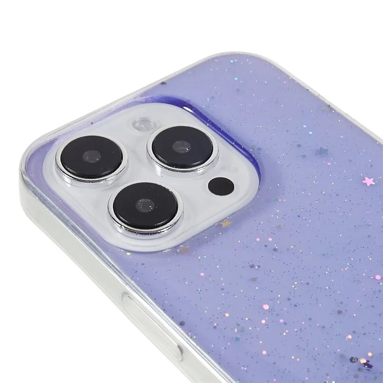 For iPhone 15 Pro Case Starry Sky Sparkle Epoxy Shockproof TPU Phone Back Cover