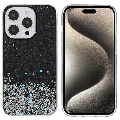 For iPhone 15 Pro Case Starry Sky Sparkle Epoxy Shockproof TPU Phone Back Cover