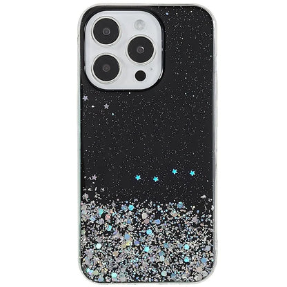 For iPhone 15 Pro Case Starry Sky Sparkle Epoxy Shockproof TPU Phone Back Cover
