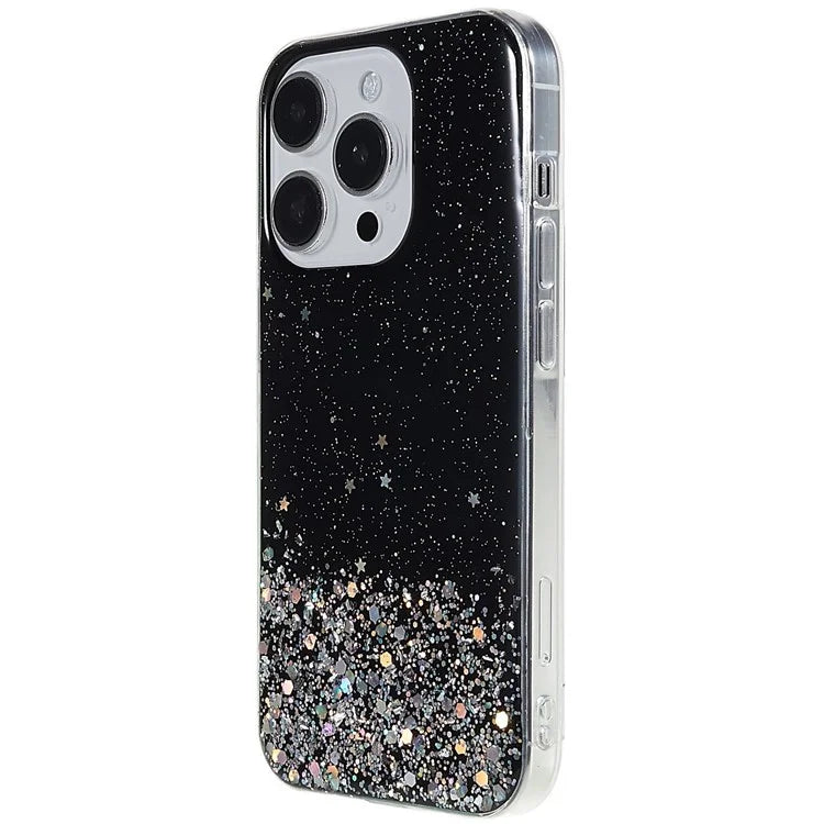 For iPhone 15 Pro Case Starry Sky Sparkle Epoxy Shockproof TPU Phone Back Cover