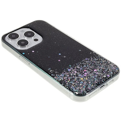 For iPhone 15 Pro Case Starry Sky Sparkle Epoxy Shockproof TPU Phone Back Cover