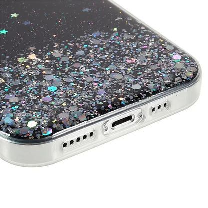 For iPhone 15 Pro Case Starry Sky Sparkle Epoxy Shockproof TPU Phone Back Cover