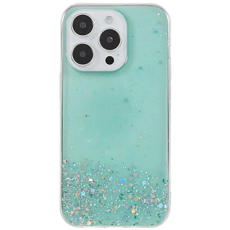 For iPhone 15 Pro Case Starry Sky Sparkle Epoxy Shockproof TPU Phone Back Cover