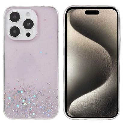 For iPhone 15 Pro Case Starry Sky Sparkle Epoxy Shockproof TPU Phone Back Cover