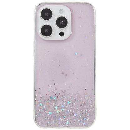 For iPhone 15 Pro Case Starry Sky Sparkle Epoxy Shockproof TPU Phone Back Cover