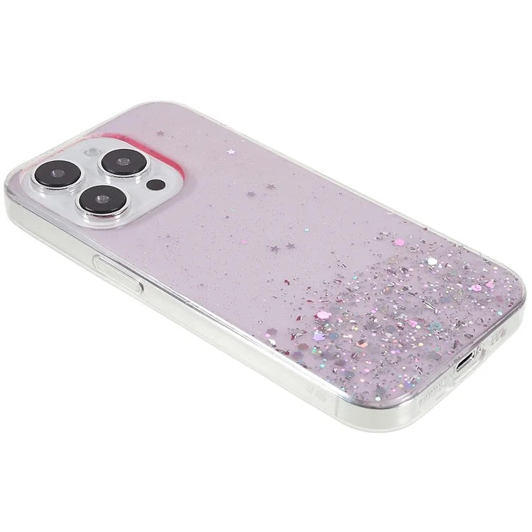 For iPhone 15 Pro Case Starry Sky Sparkle Epoxy Shockproof TPU Phone Back Cover