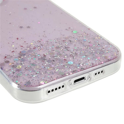 For iPhone 15 Pro Case Starry Sky Sparkle Epoxy Shockproof TPU Phone Back Cover